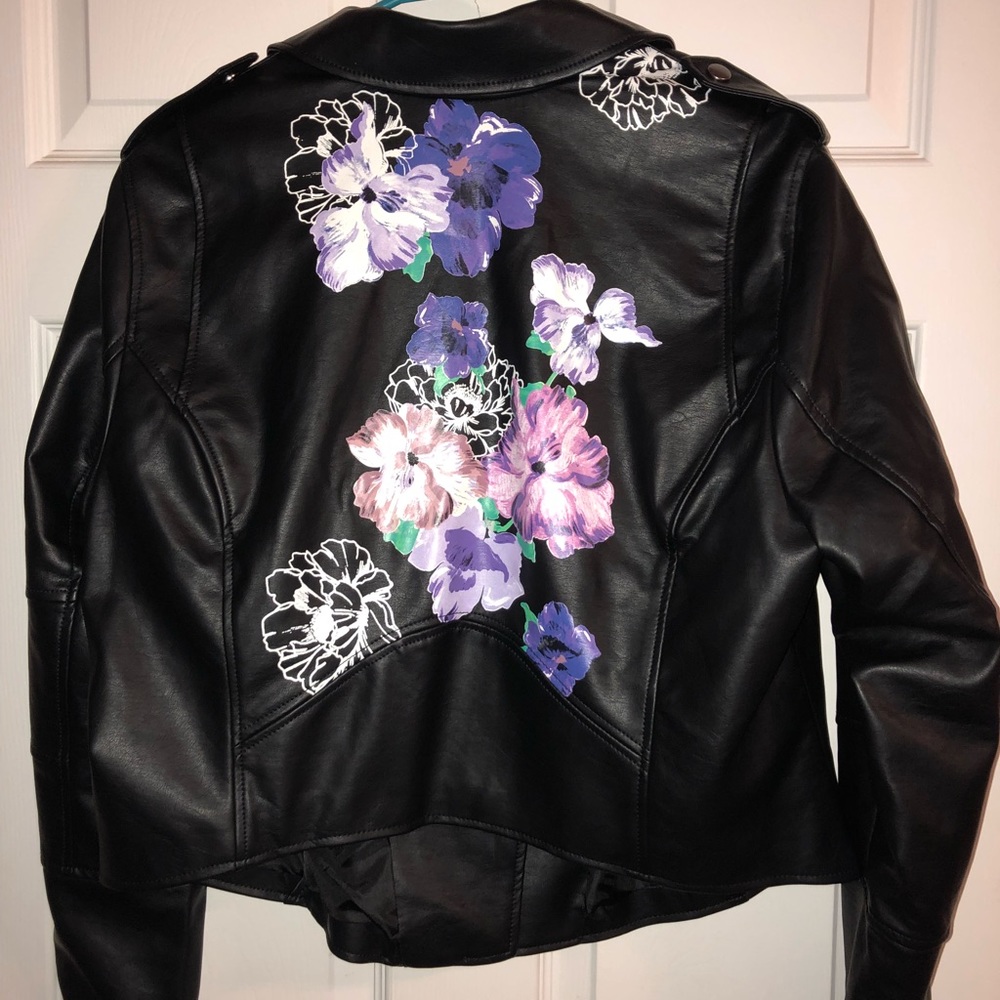 Torrid size 1 Leather floral embroidered jacket
